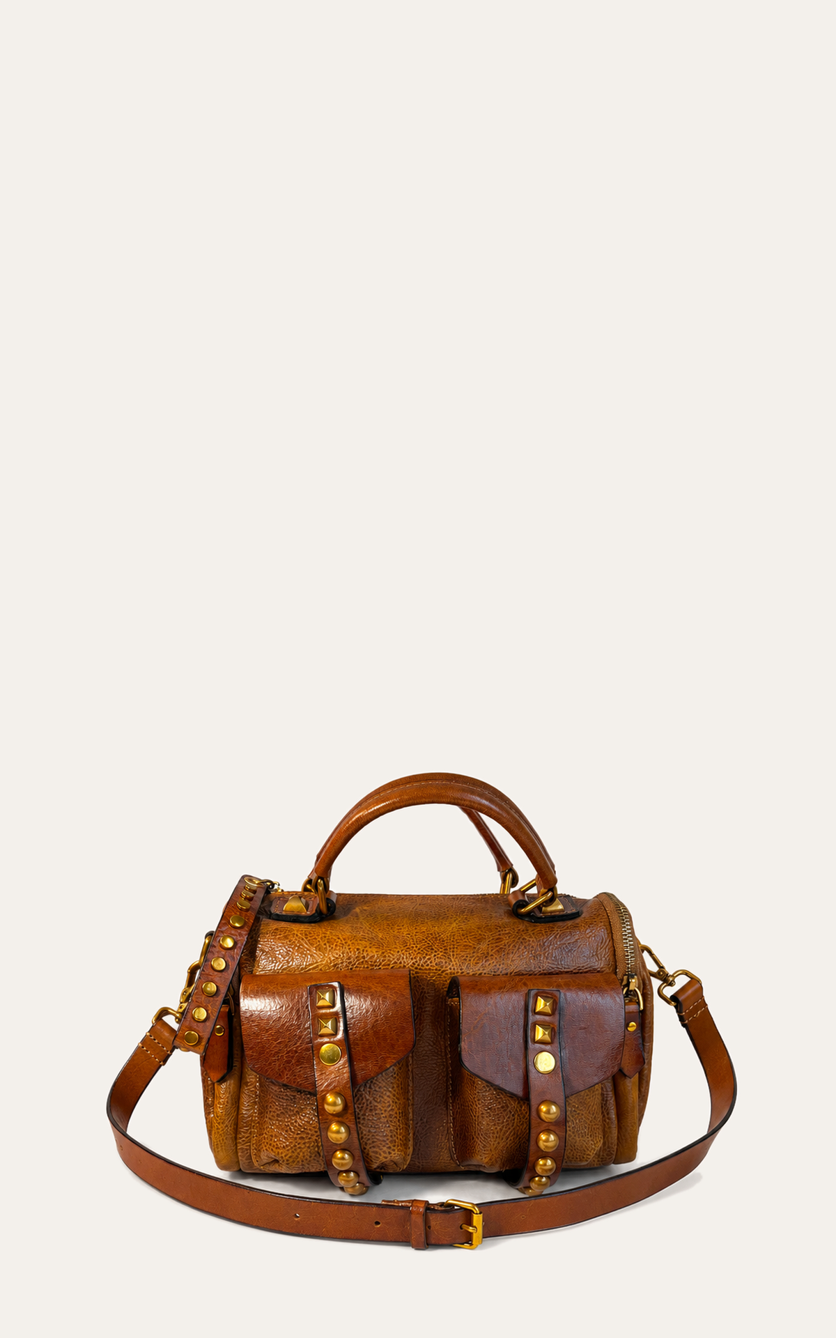 The Manzanita full-grain leather utility satchel in Golden Saddle