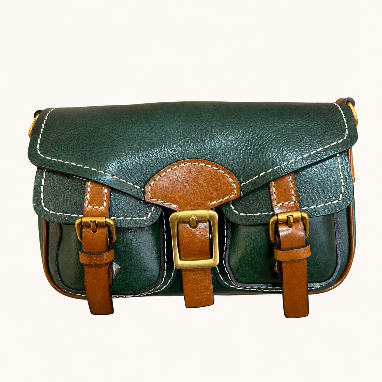 Vintage Leather Crossbody Satchel Bag