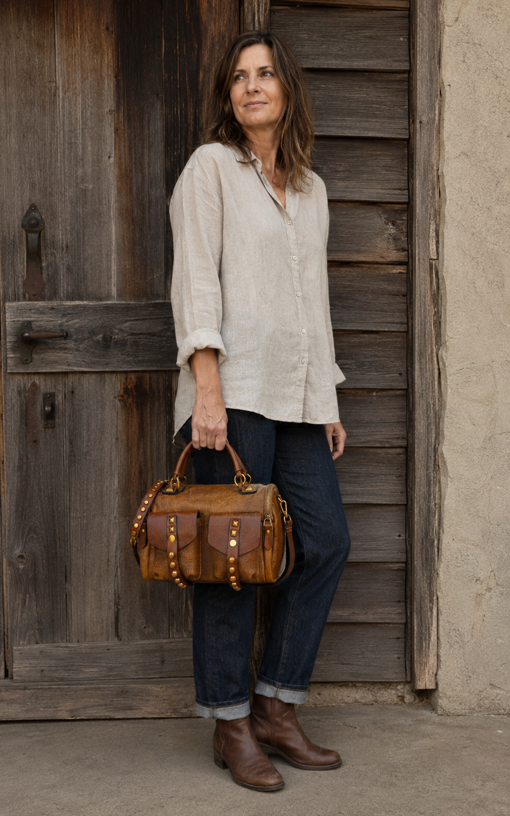 The Manzanita Full-Grain Leather Utility Satchel — Golden Saddle