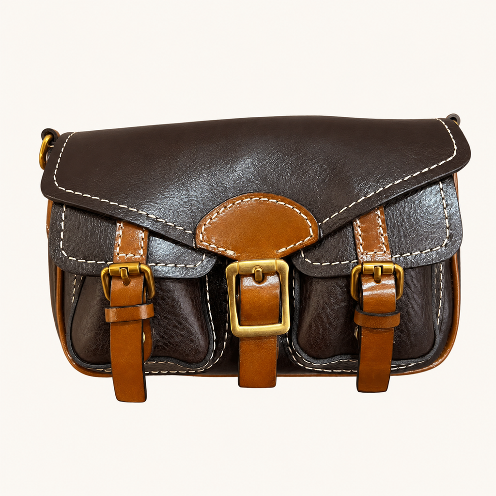 Vintage Leather Crossbody Satchel Bag