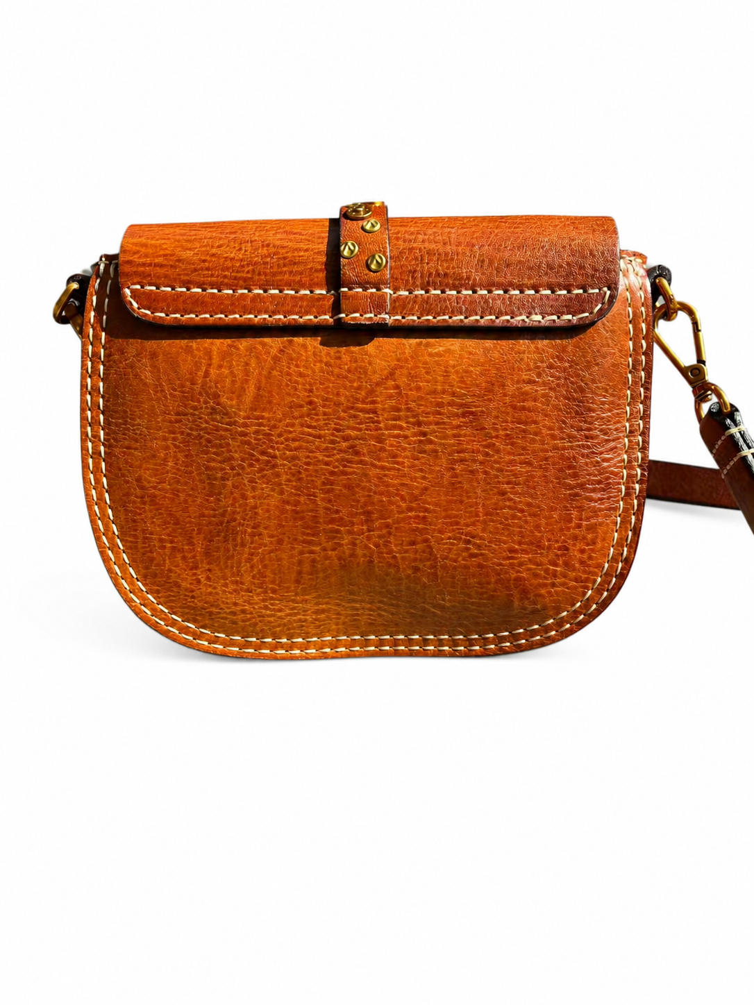 Vintage Studded Leather Saddle Crossbody Bag