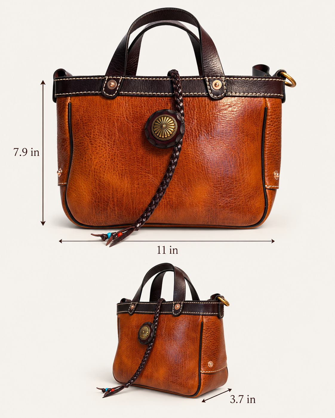 Juniper Full-Grain Leather Convertible Tote - Burgundy