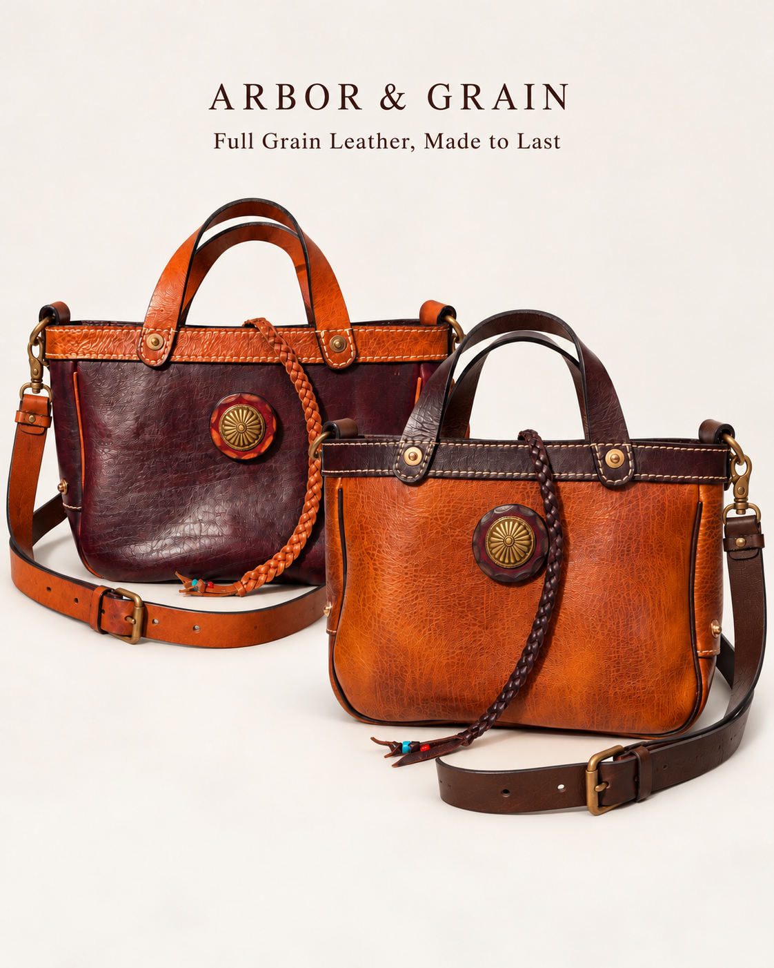 Juniper Full-Grain Leather Convertible Tote - Burgundy