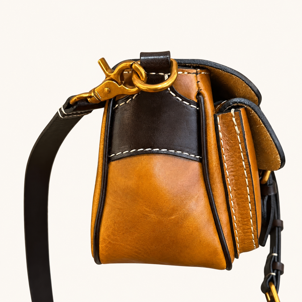 Vintage Leather Crossbody Satchel Bag