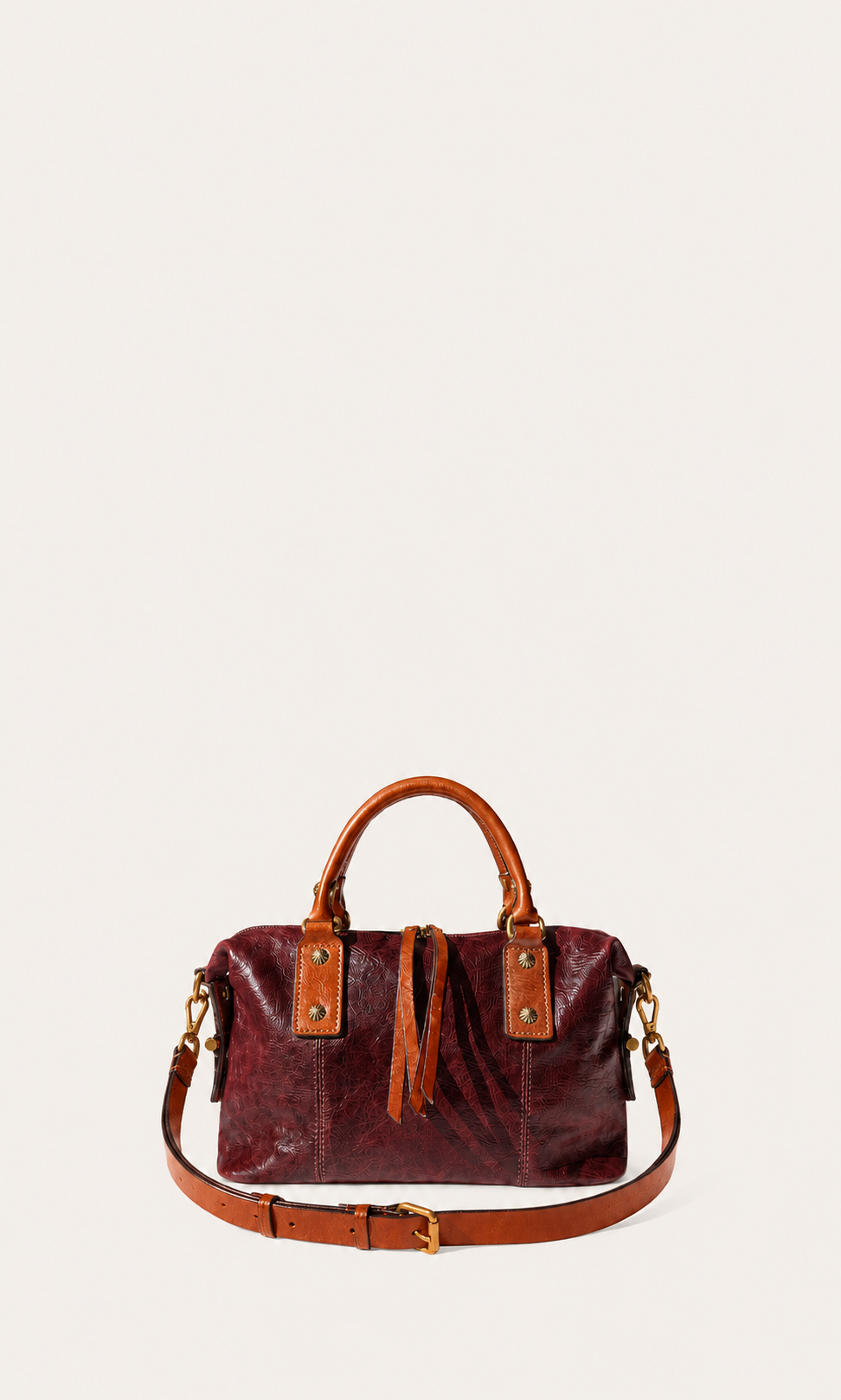 The Madrone Full-Grain Leather Convertible Satchel — Burgundy