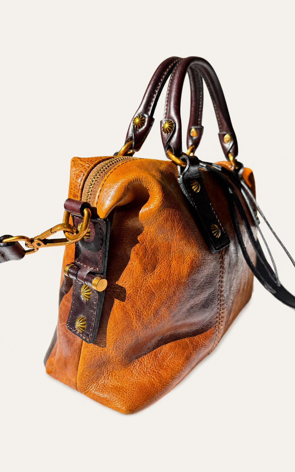 The Madrone Full-Grain Leather Convertible Satchel — Cognac