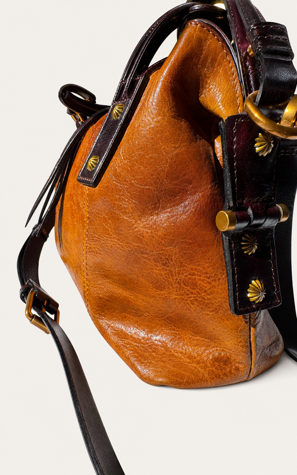 The Madrone Full-Grain Leather Convertible Satchel — Cognac