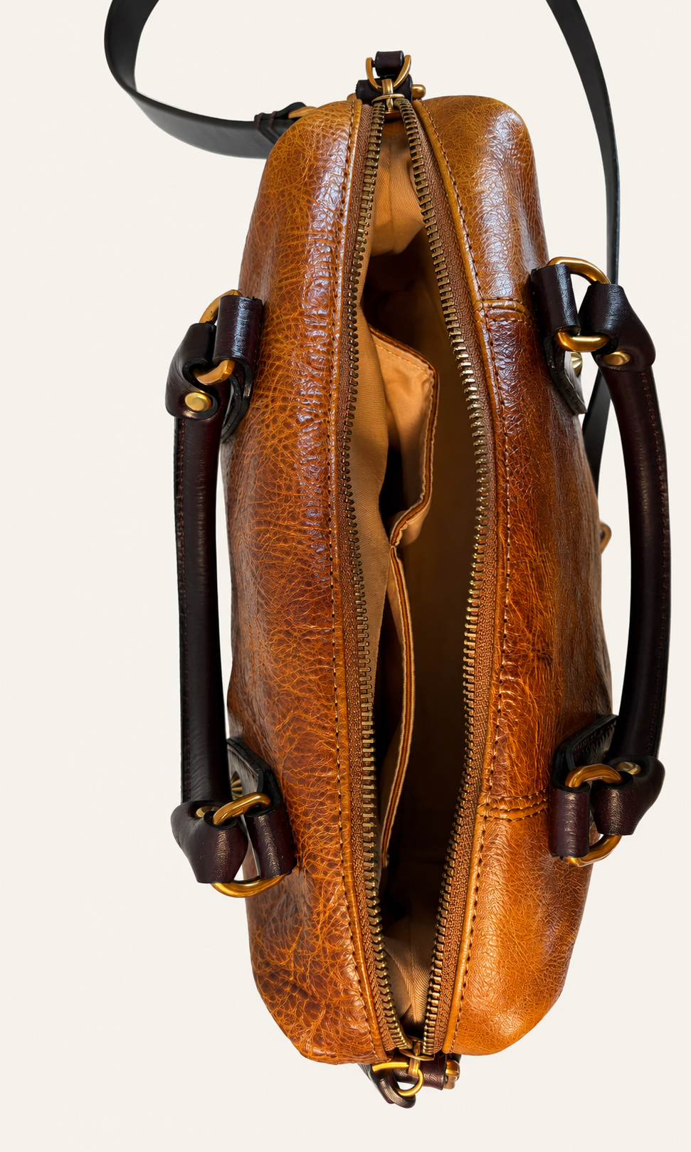 The Madrone Full-Grain Leather Convertible Satchel — Cognac