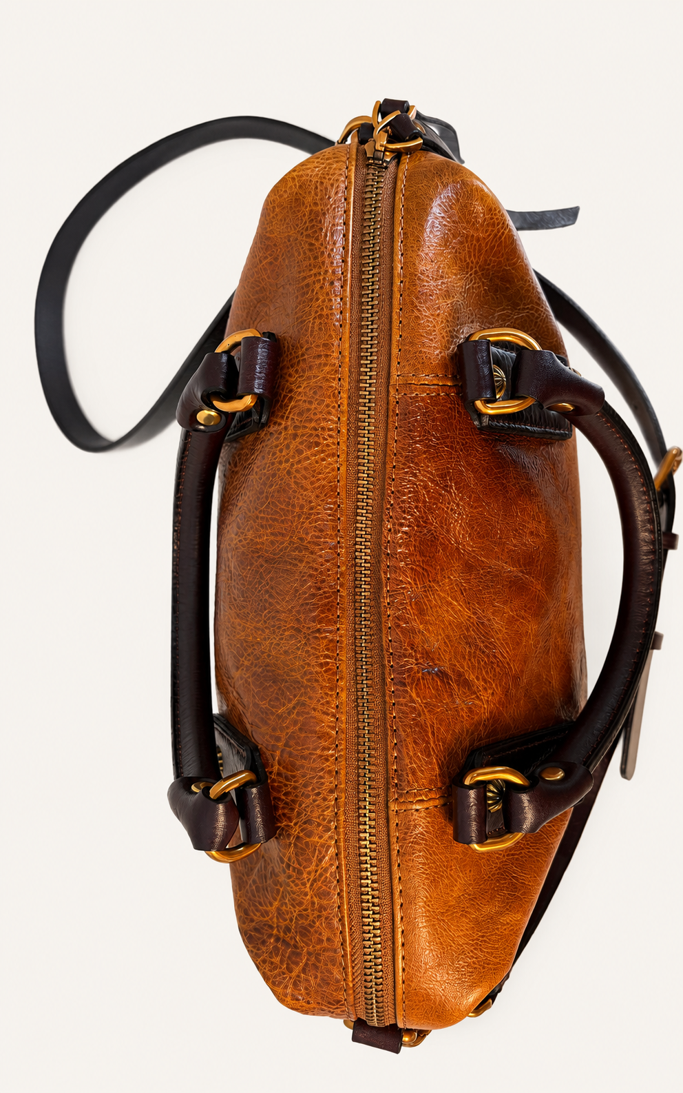 The Madrone Full-Grain Leather Convertible Satchel — Cognac