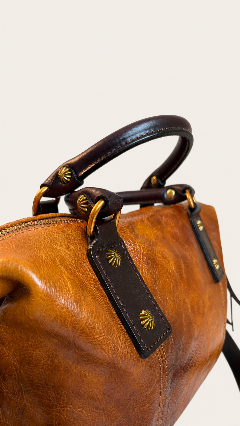 The Madrone Full-Grain Leather Convertible Satchel — Cognac