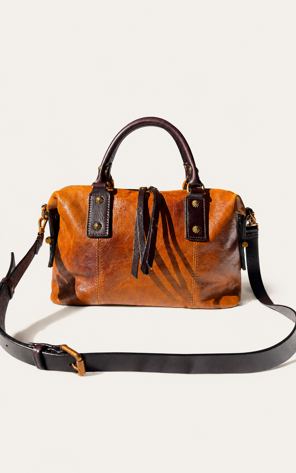 The Madrone Full-Grain Leather Convertible Satchel — Cognac