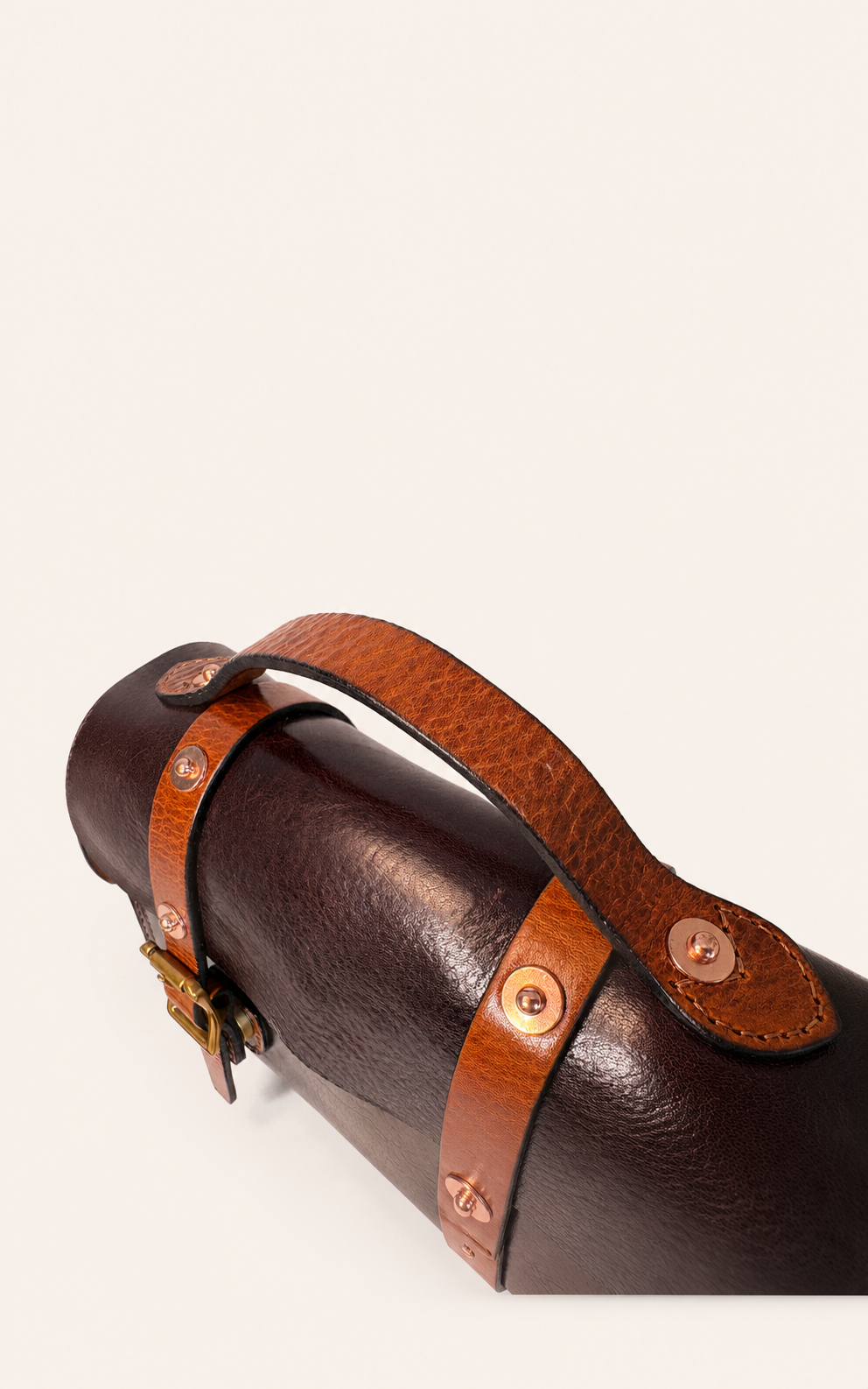 Vintage Leather Satchel Crossbody Bag with Brass Buckle Details