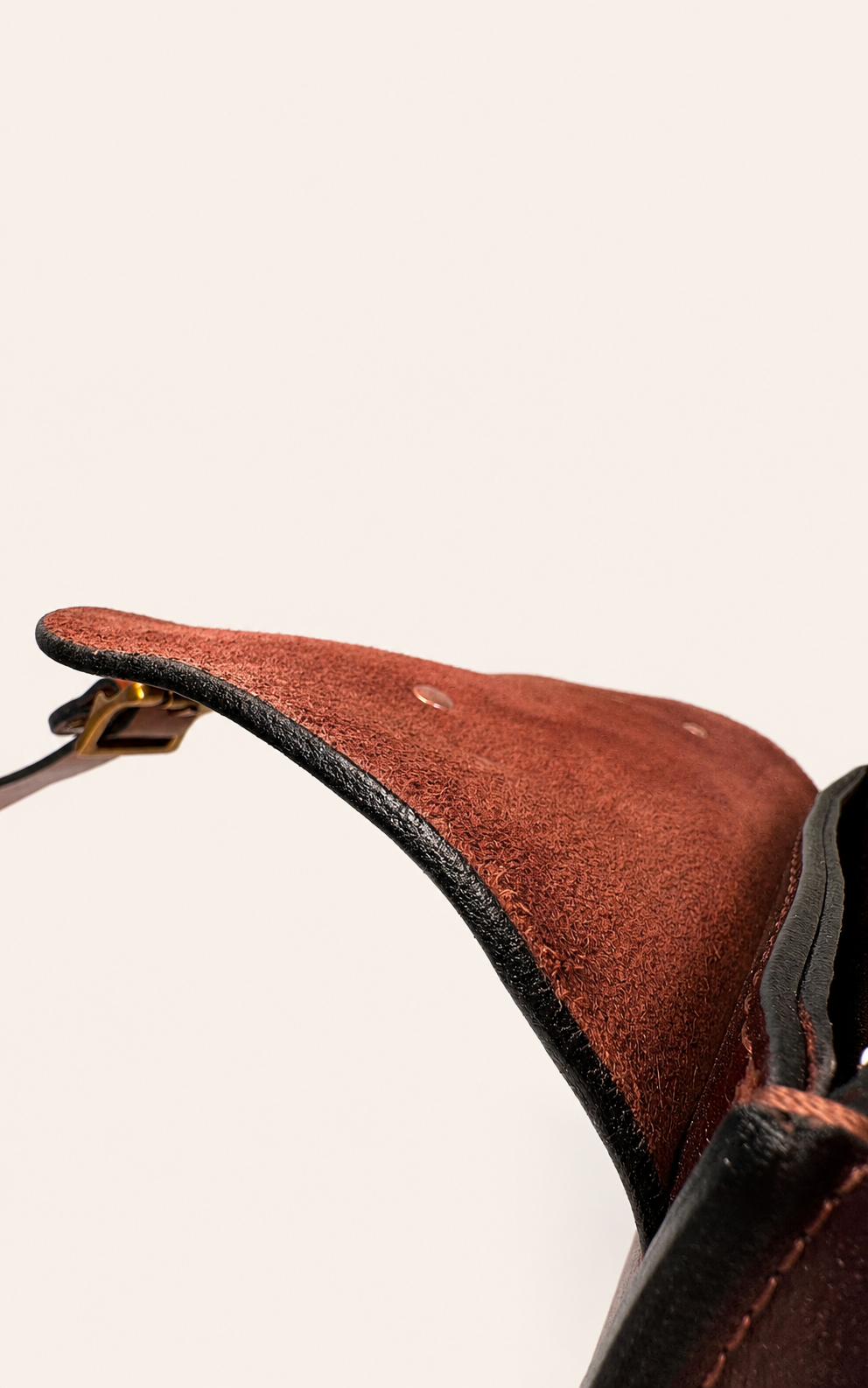 Vintage Leather Satchel Crossbody Bag with Brass Buckle Details