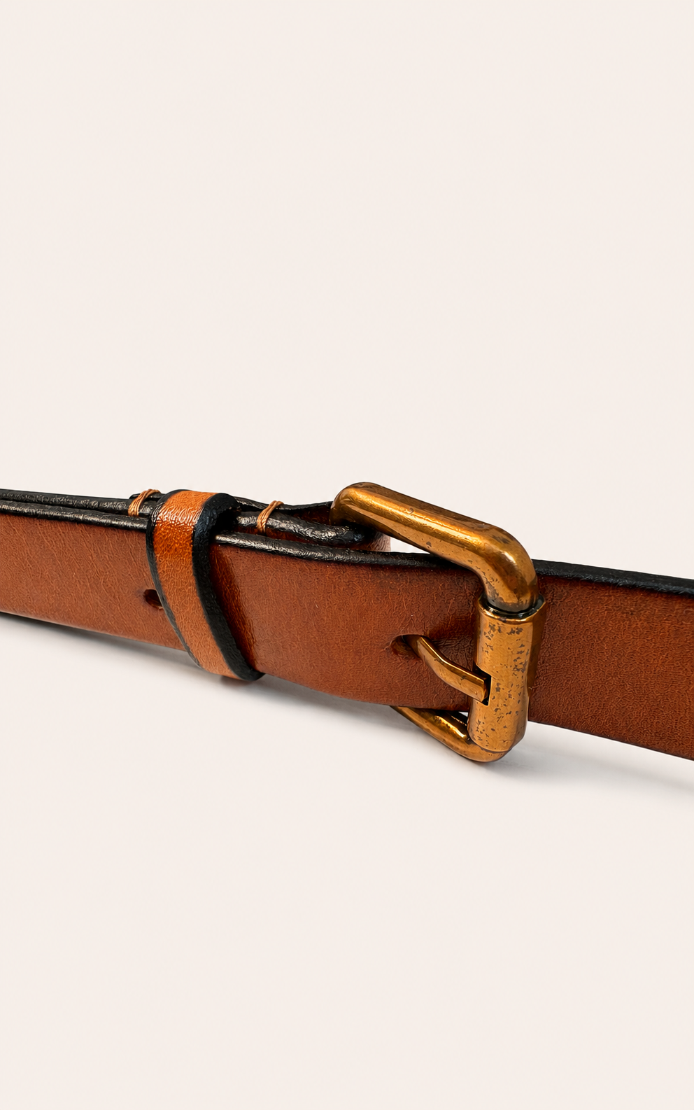 Vintage Leather Satchel Crossbody Bag with Brass Buckle Details