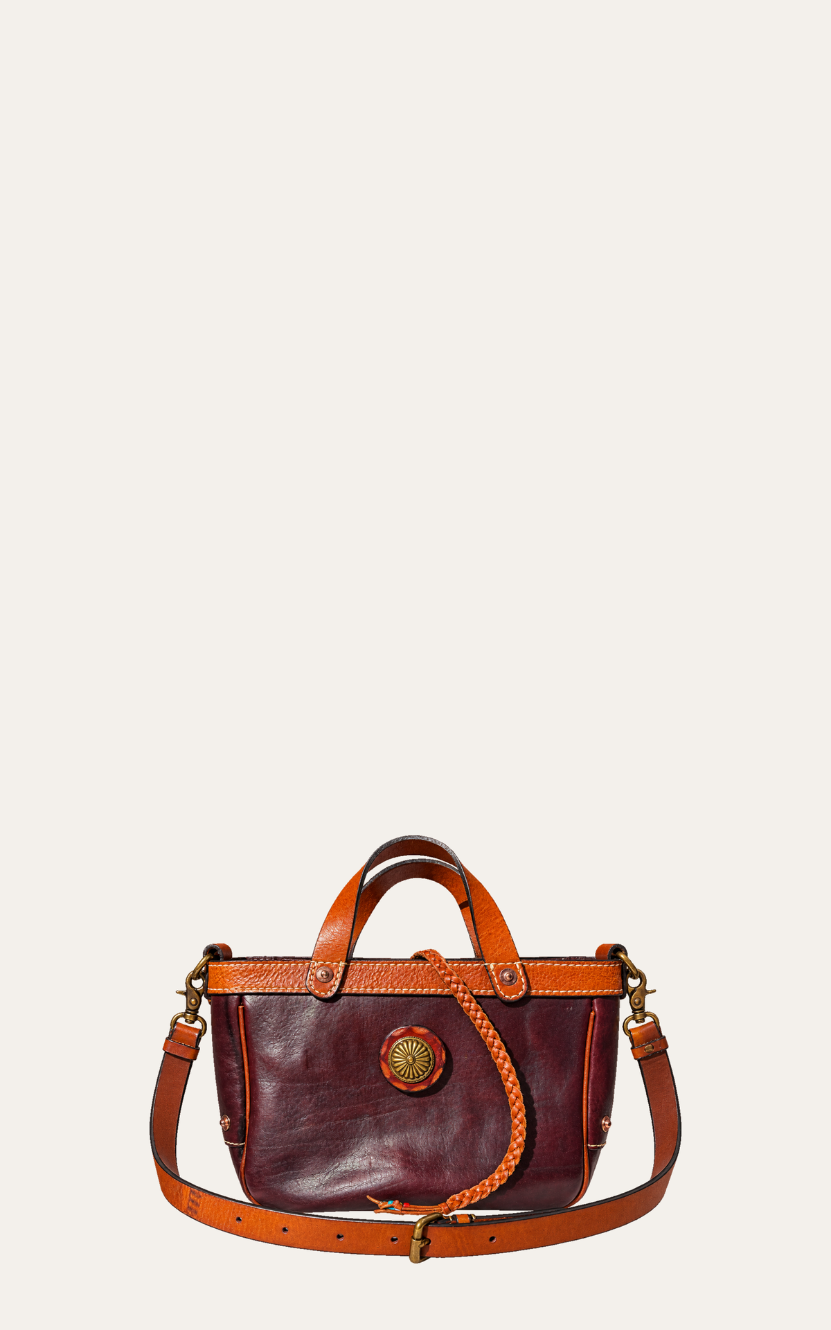 Juniper Full-Grain Leather Convertible Tote - Burgundy