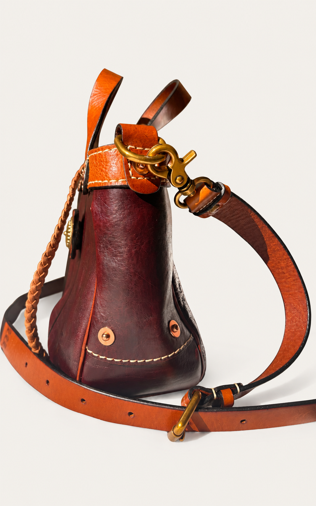 Juniper Full-Grain Leather Convertible Tote - Burgundy