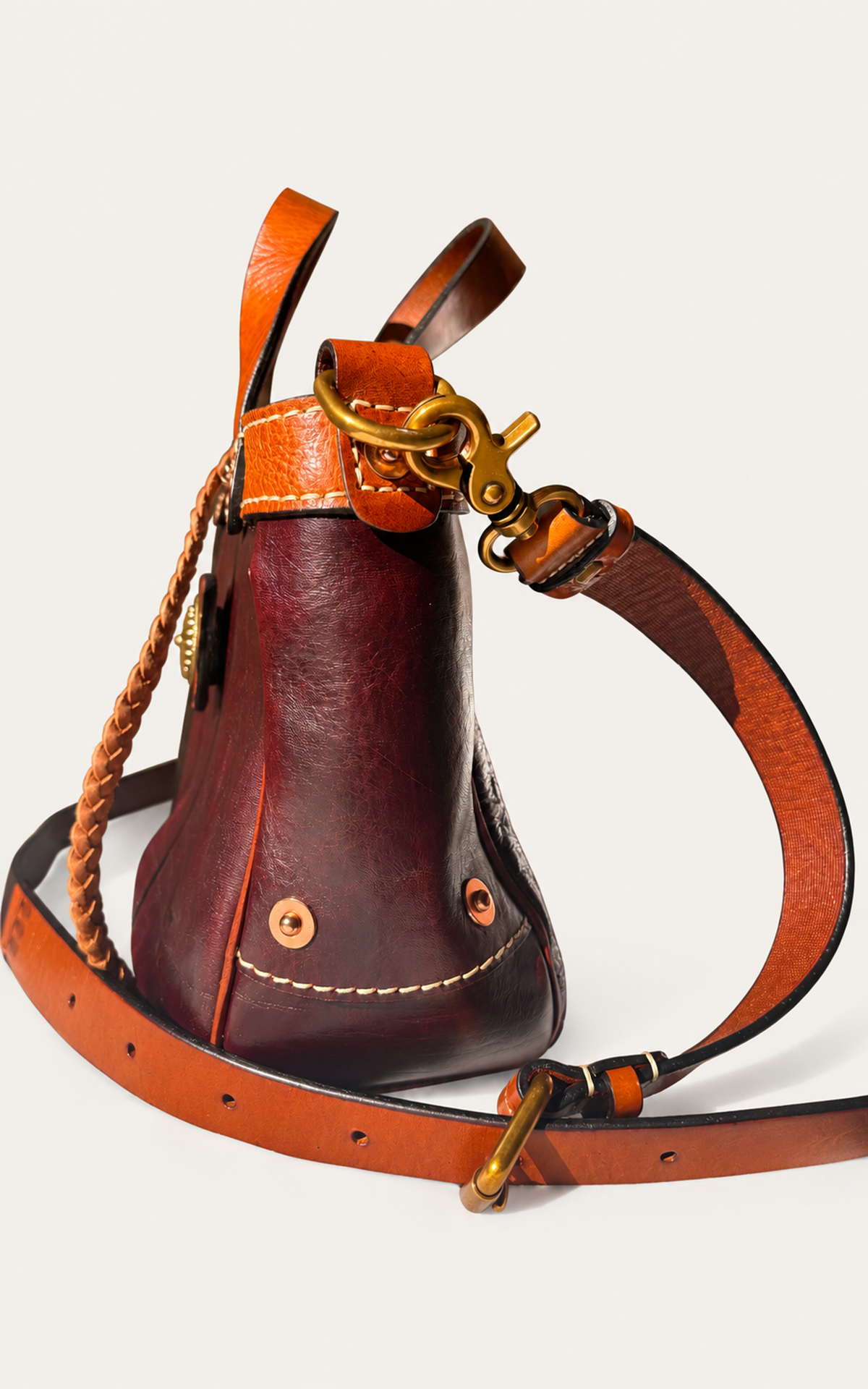 Juniper Convertible Leather Tote - Burgundy