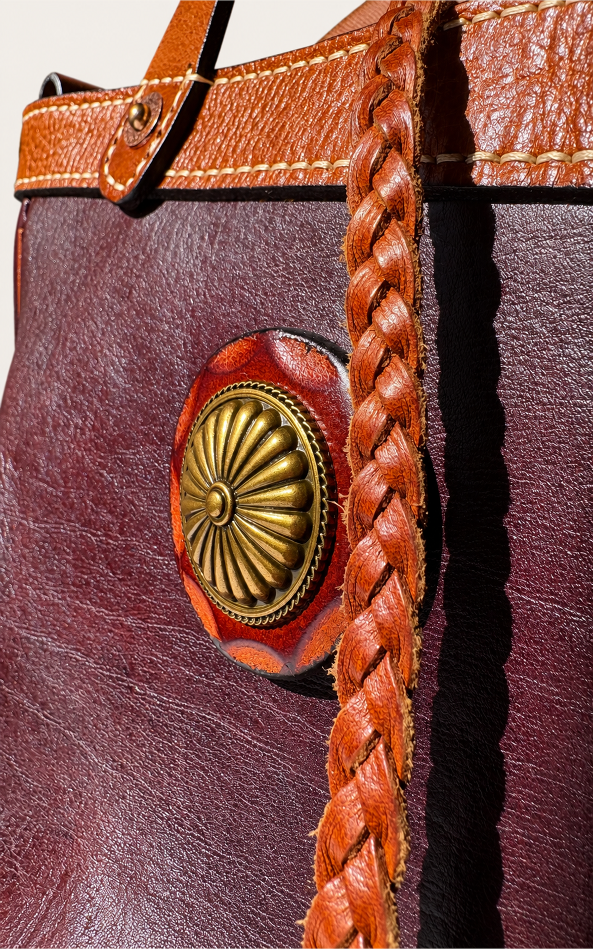 Juniper Full-Grain Leather Convertible Tote - Burgundy
