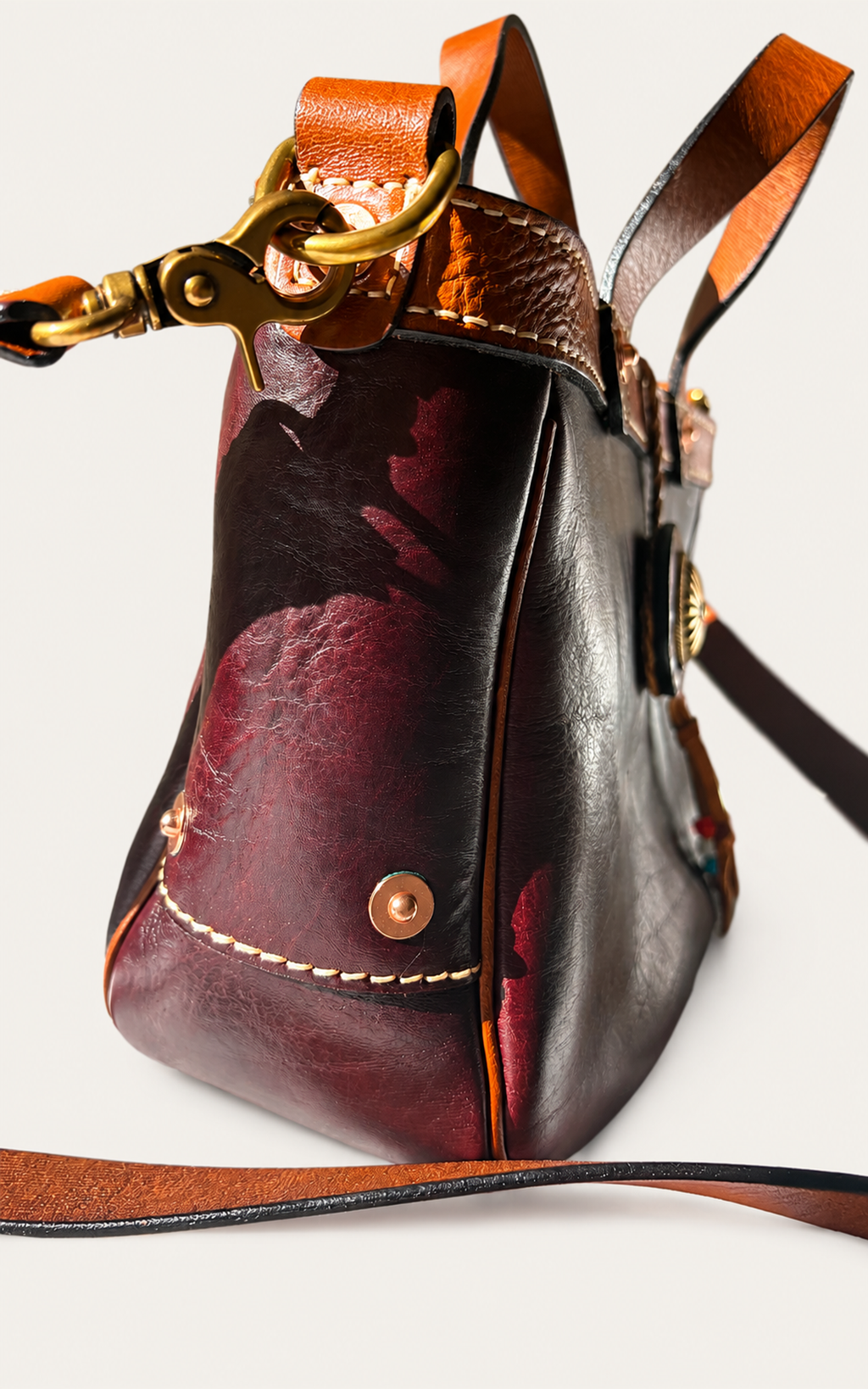 Juniper Full-Grain Leather Convertible Tote - Burgundy