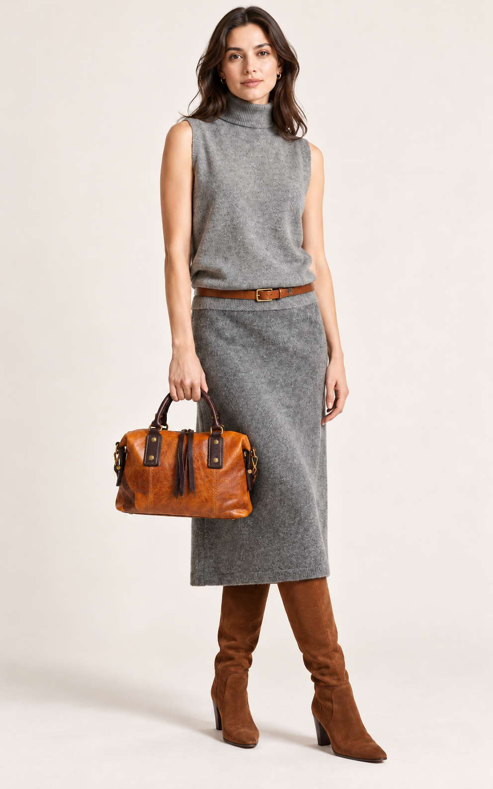Madrone Full-Grain Leather Convertible Satchel - Cognac