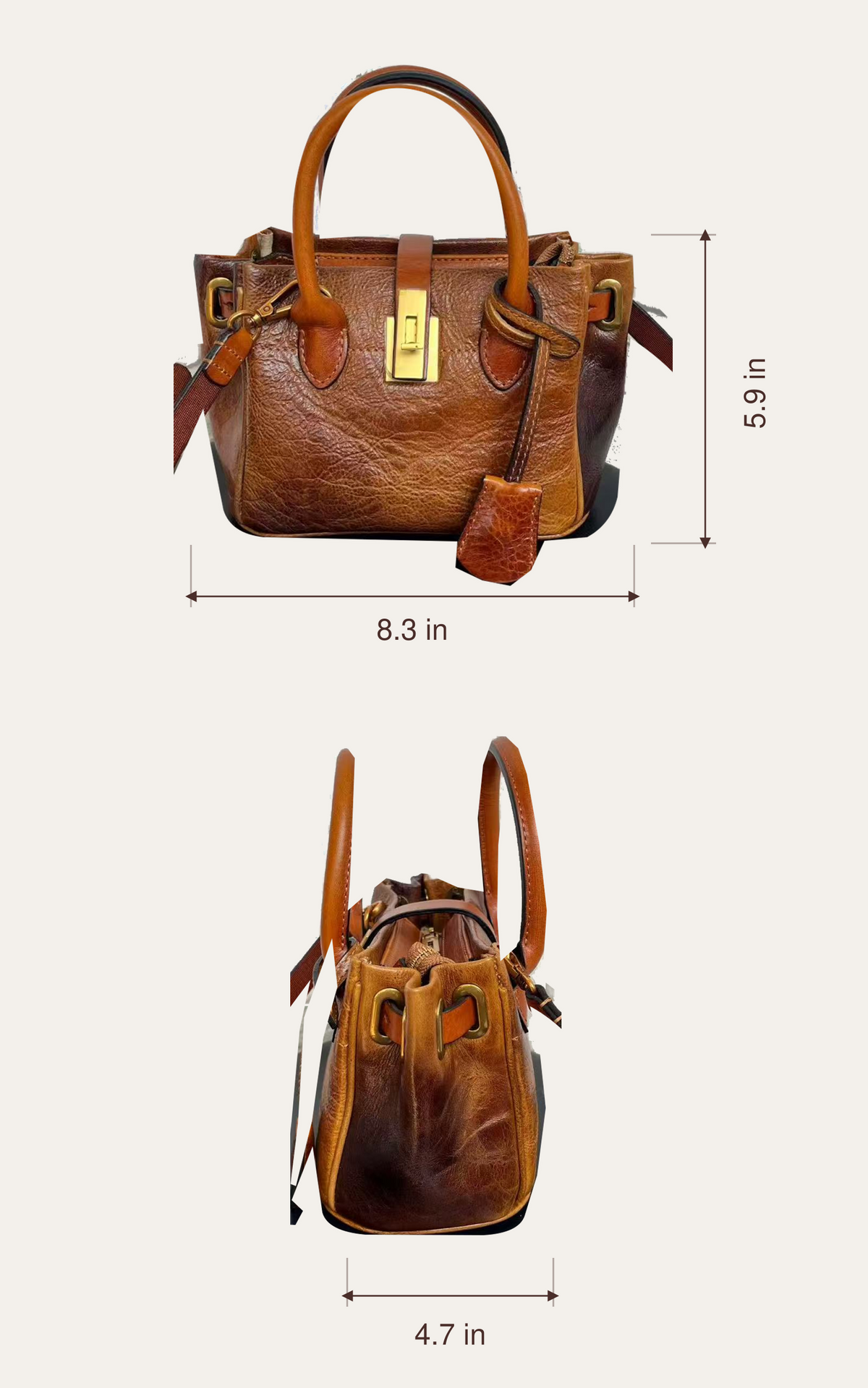 The Sage Mini Lock Leather Tote