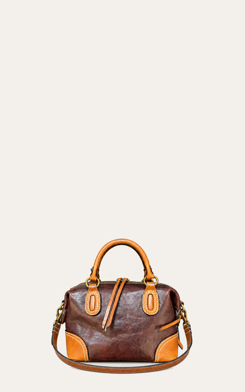 The Monterey Full-Grain Leather Satchel — Warm Caramel Brown