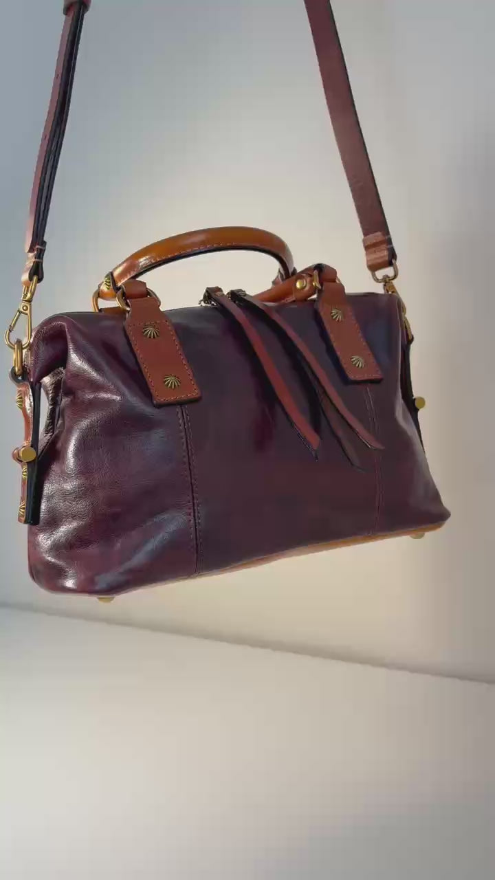 The Madrone Full-Grain Leather Convertible Satchel — Burgundy