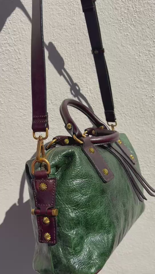 The Madrone Full-Grain Leather Convertible Satchel — Forest Green