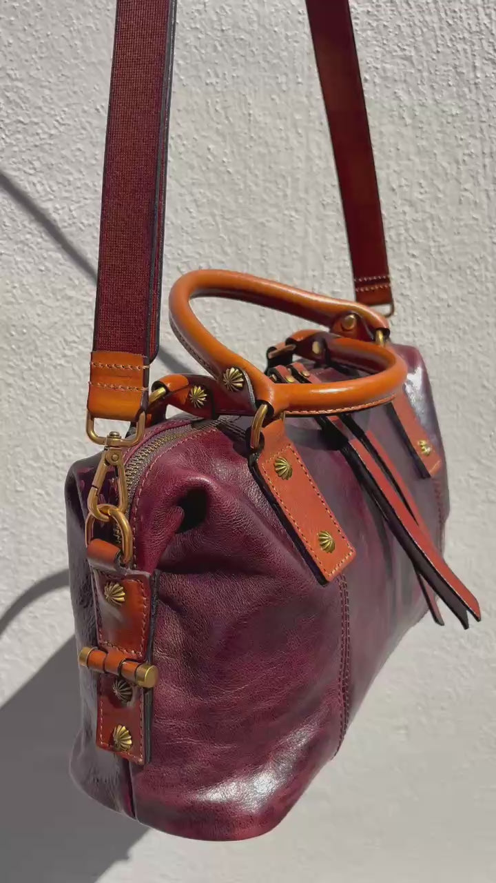 The Madrone Full-Grain Leather Convertible Satchel — Burgundy