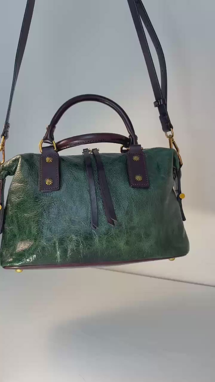 The Madrone Full-Grain Leather Convertible Satchel — Forest Green